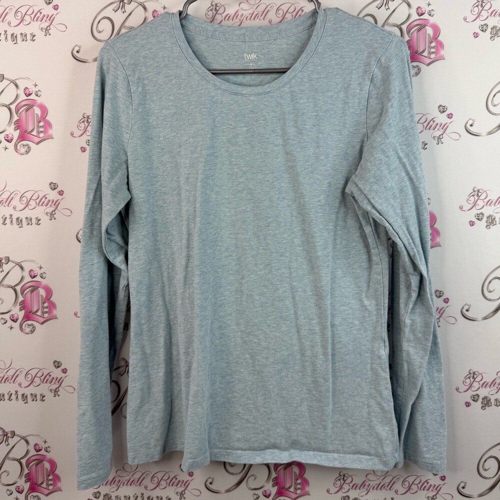 Twik Simon’s long sleeve stretchy white Blue Organic Cotton Top soft comfy